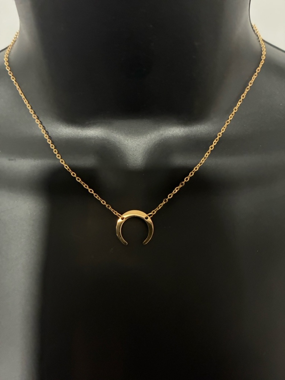 Gold Rope Chain Necklace with Horseshoe Charm - Women's Fashion Necklace